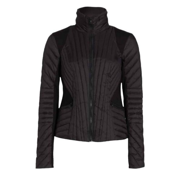 Blanc Noir Motion Panel Zip Puffer Jacket Black Hooded Size XS Mixed Media - Picture 10 of 14